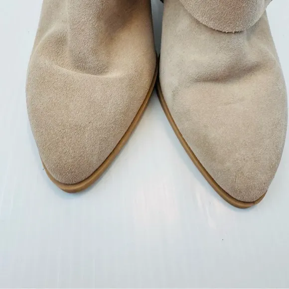 Dolce Vita Rango western style suede mules tan/cream size 11 stacked heel