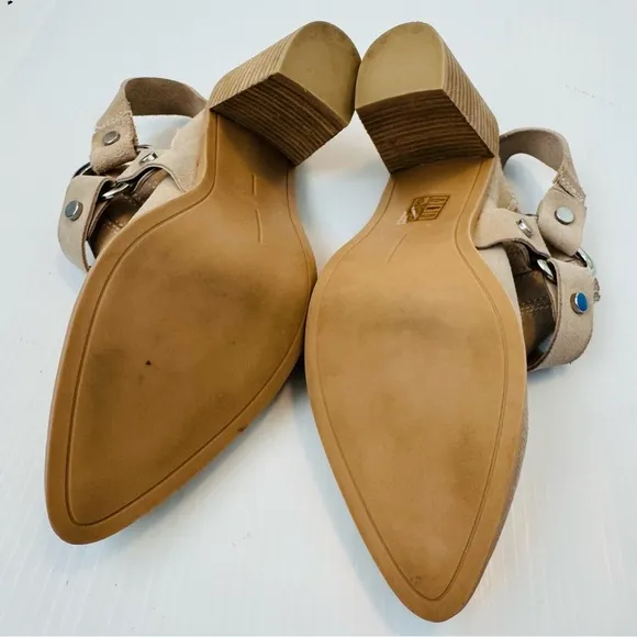 Dolce Vita Rango western style suede mules tan/cream size 11 stacked heel