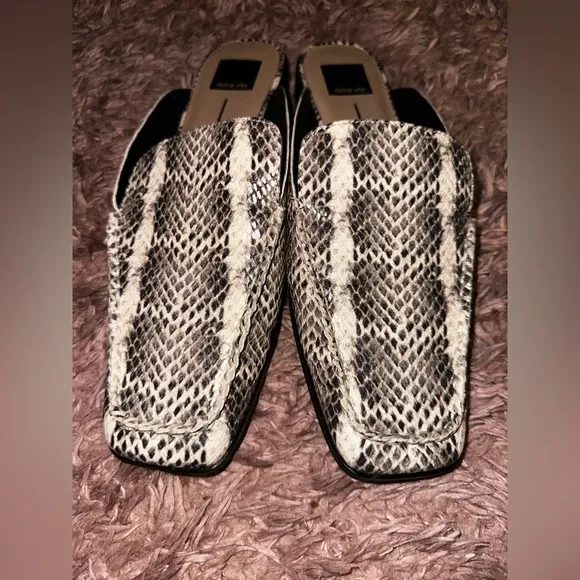 Dolce Vita Snakeskin Patterned square toe Women's Mules 10 office preppy