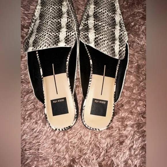 Dolce Vita Snakeskin Patterned square toe Women's Mules 10 office preppy