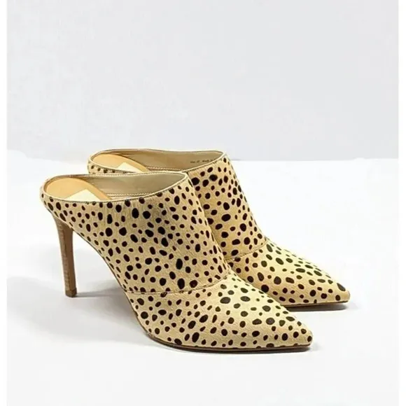 Dolce Vita Women's Cinda High-Heeled Leopard Calf Hair Mules Size 10 (MSRP $198)