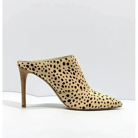 Dolce Vita Women's Cinda High-Heeled Leopard Calf Hair Mules Size 10 (MSRP $198)
