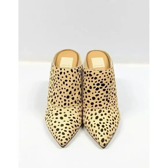 Dolce Vita Women's Cinda High-Heeled Leopard Calf Hair Mules Size 10 (MSRP $198)