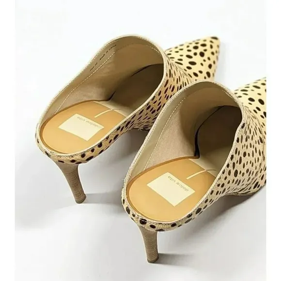 Dolce Vita Women's Cinda High-Heeled Leopard Calf Hair Mules Size 10 (MSRP $198)