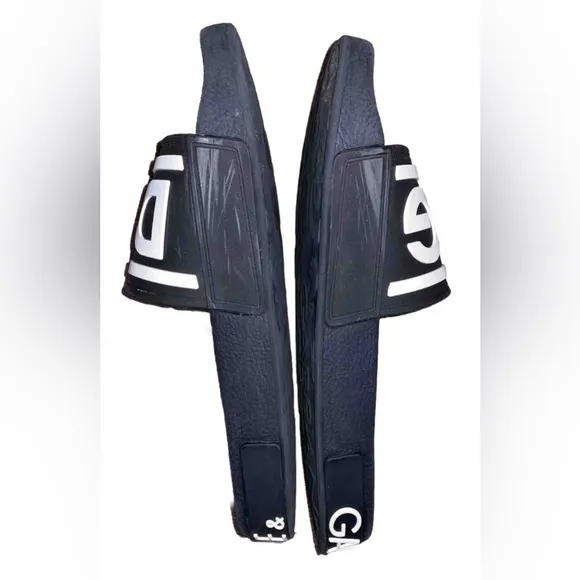 Dolce&amp;Gabbana Black White Logo Pool Slides EU Size 40 (Mens US 9) Unisex