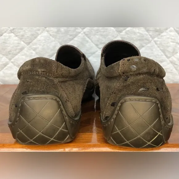 Donald J. Pliner alligator brown suede mules