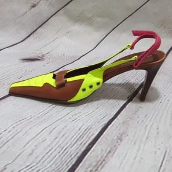 Donald J. PLINER 𝅺couture Donald J Pliner Brown Yellow leather mules 7