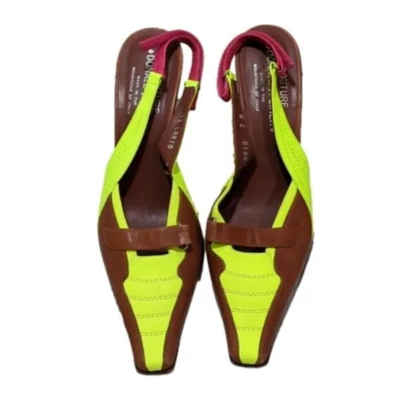 Donald J. PLINER 𝅺couture Donald J Pliner Brown Yellow leather mules 7