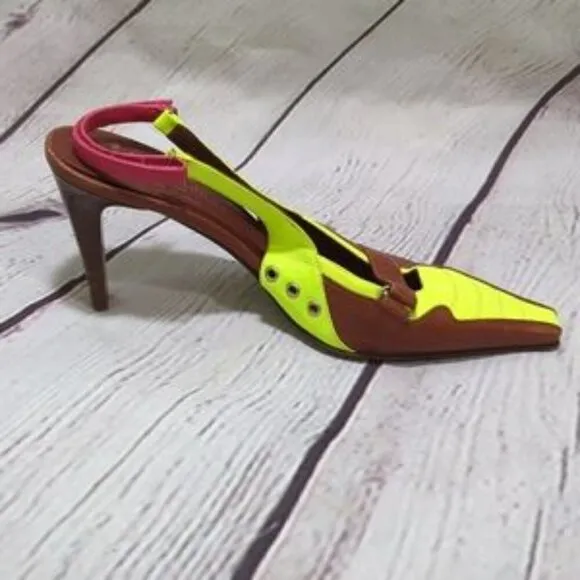 Donald J. PLINER 𝅺couture Donald J Pliner Brown Yellow leather mules 7
