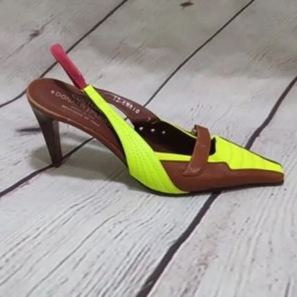 Donald J. PLINER 𝅺couture Donald J Pliner Brown Yellow leather mules 7