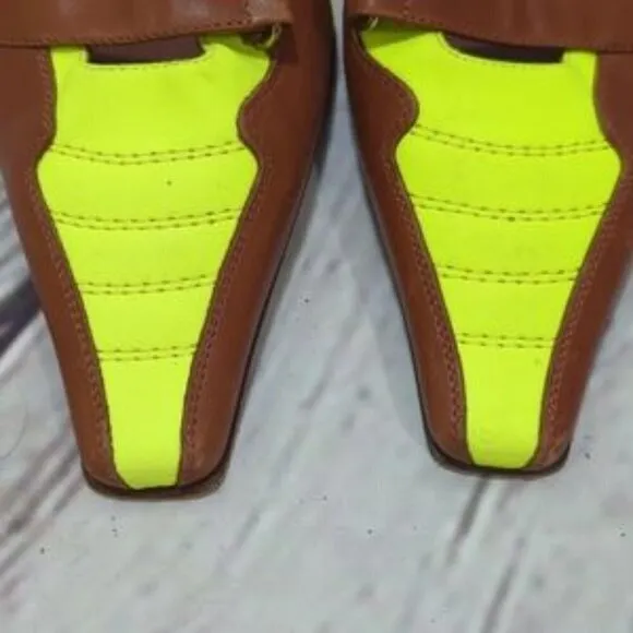 Donald J. PLINER 𝅺couture Donald J Pliner Brown Yellow leather mules 7