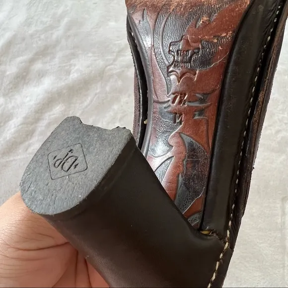 Donald J. Pliner Leather Bozza Slip On Mules Western Embroidered