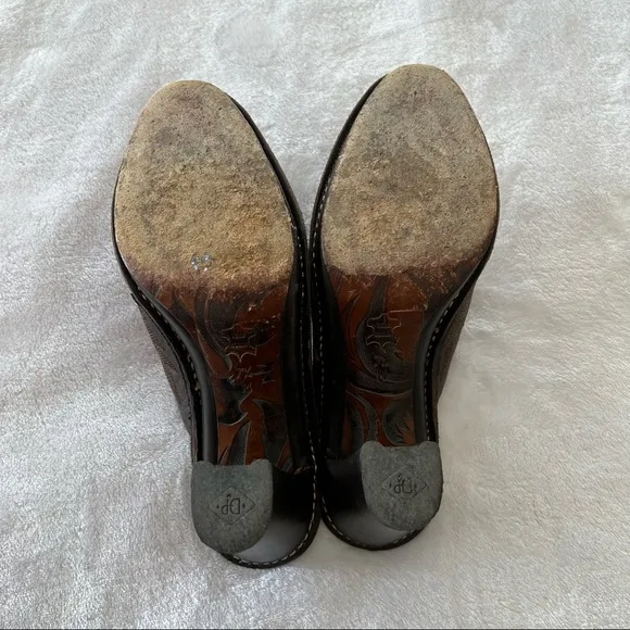 Donald J. Pliner Leather Bozza Slip On Mules Western Embroidered