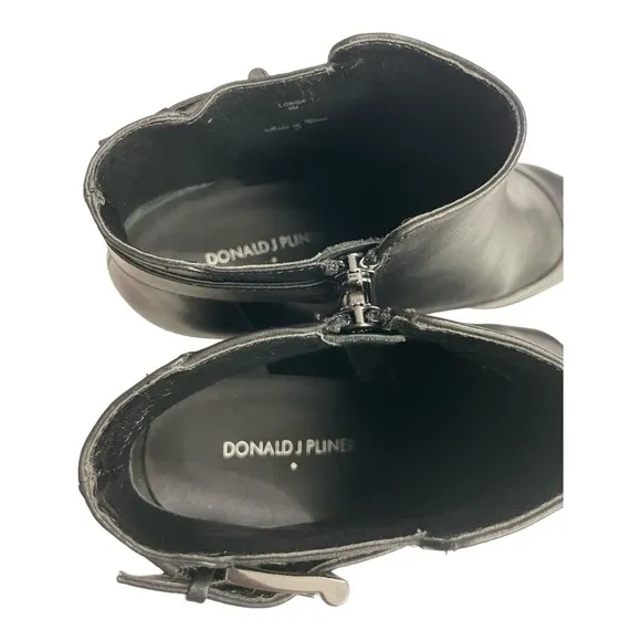 Donald J Pliner Longa Booties Black zipper Heeled AnkleBuckle Zip SZ 9M