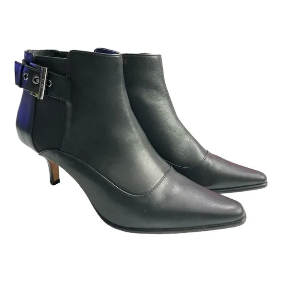 Donald J Pliner Longa Booties Black zipper Heeled AnkleBuckle Zip SZ 9M