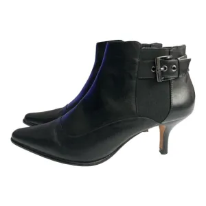 Donald J Pliner Longa Booties Black zipper Heeled AnkleBuckle Zip SZ 9M