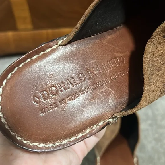 Donald J. Pliner Suede Mules Heels Slip On Brown size 9