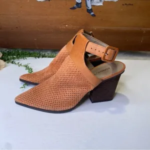 Donald J Pliner Varen Orange Leather Pointed Toe Slingback Mules Size 7.5M