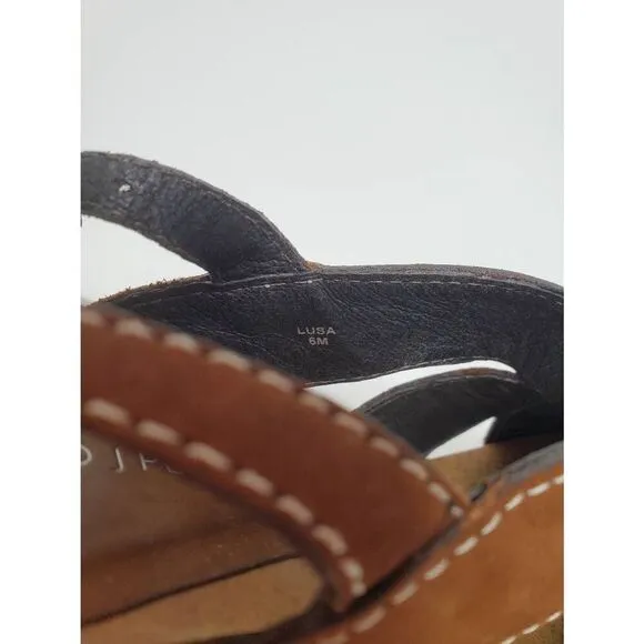 Donald J Pliner Lusa Strappy Suede Wooden Clog Platform Heels Leather Rivets Y2K