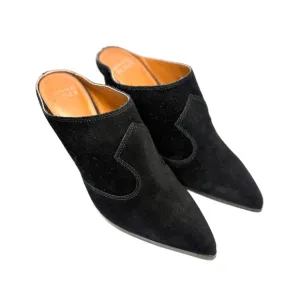 Donald Pliner Black Suede Heeled Mules | 10