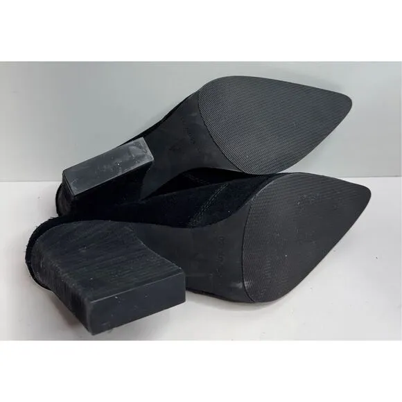 Donald Pliner Mules Size 11 Leather Suede Black Pointed Toe Western Style