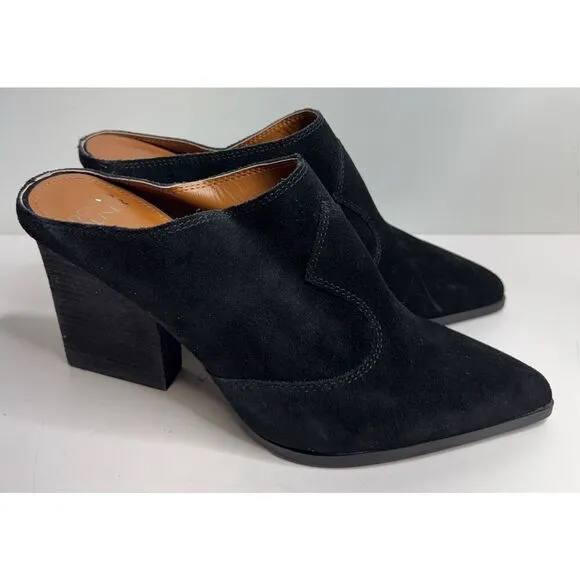 Donald Pliner Mules Size 11 Leather Suede Black Pointed Toe Western Style