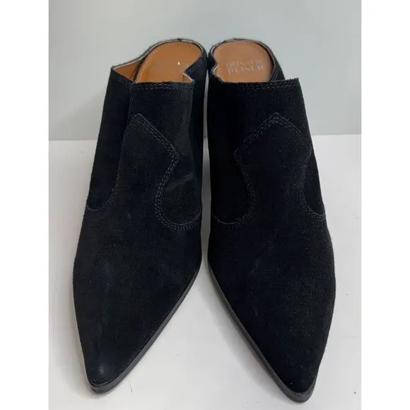 Donald Pliner Mules Size 11 Leather Suede Black Pointed Toe Western Style
