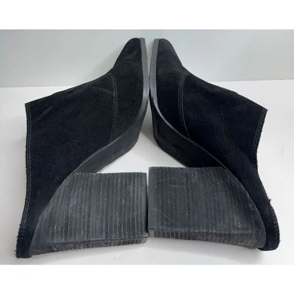 Donald Pliner Mules Size 11 Leather Suede Black Pointed Toe Western Style