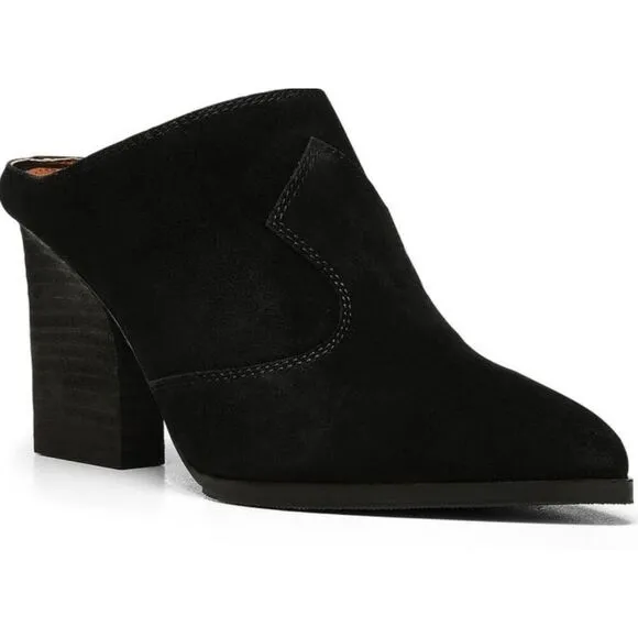 Donald Pliner Mules Size 11 Leather Suede Black Pointed Toe Western Style