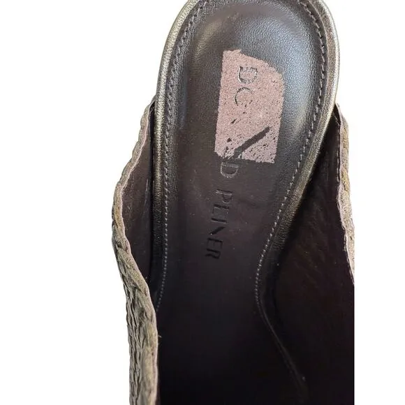 Donald Pliner Women's Ollie Metallic Nappa Slip-On Heeled Mules Pewter Size 5.5