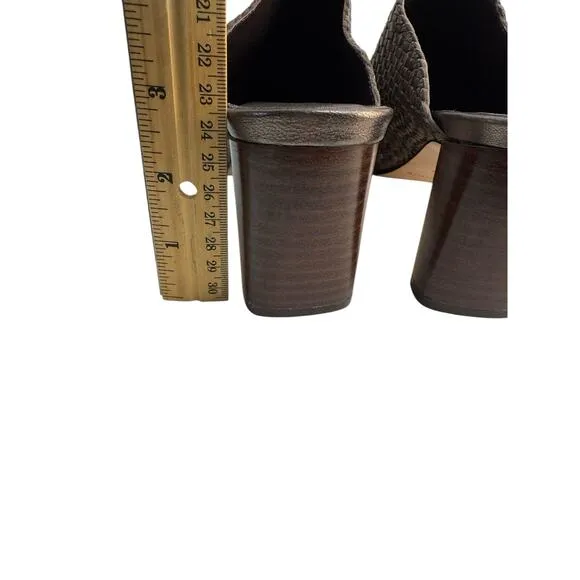 Donald Pliner Women's Ollie Metallic Nappa Slip-On Heeled Mules Pewter Size 5.5