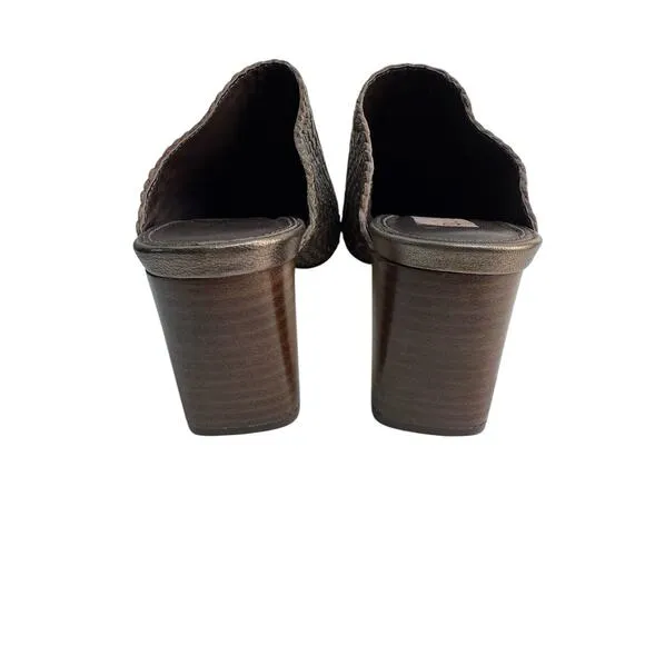 Donald Pliner Women's Ollie Metallic Nappa Slip-On Heeled Mules Pewter Size 5.5