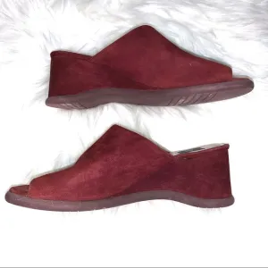 DONNA KARAN NY Suede Leather Wedge Mules
