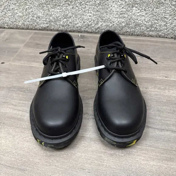 Dr. Martens 1461 Marbled Sole Men's 7 Womens 8 Black Yellow Leather Oxford Shoes