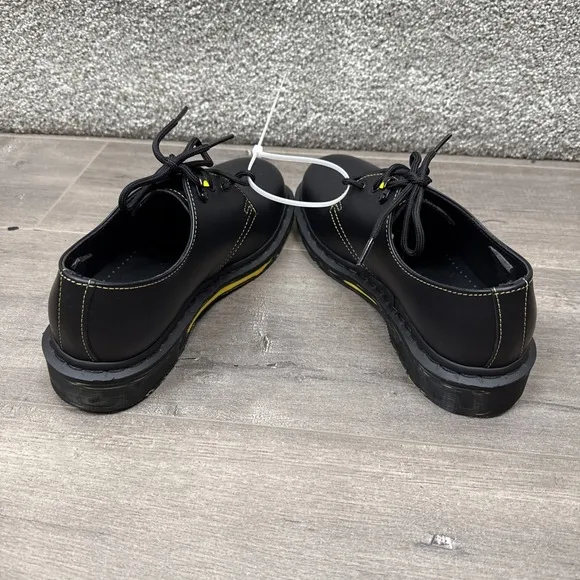 Dr. Martens 1461 Marbled Sole Men's 7 Womens 8 Black Yellow Leather Oxford Shoes