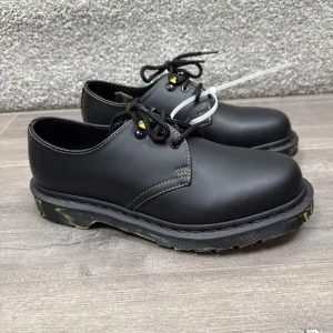 Dr. Martens 1461 Marbled Sole Men's 7 Womens 8 Black Yellow Leather Oxford Shoes