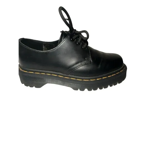 Dr. Martens 21084 Black Leather Round Toe 3-Eye Lace Up Oxfords, Men 4 Women 5