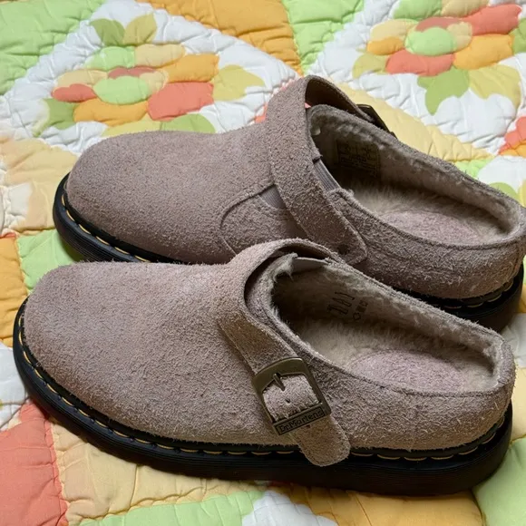 DR MARTENS FAUX SHEARING LINED SUEDE SLINGBACK MULES SIZE 8 FOR MEN SIZE 9W