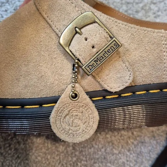 DR. MARTENS Isham Desert Oasis Suede Mules Women's Size 8