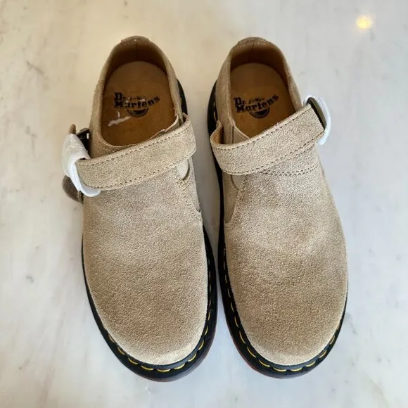 Dr. Martens Isham Desert Oasis Tan Suede Mules Comfort Unisex M8 W9 EU 41