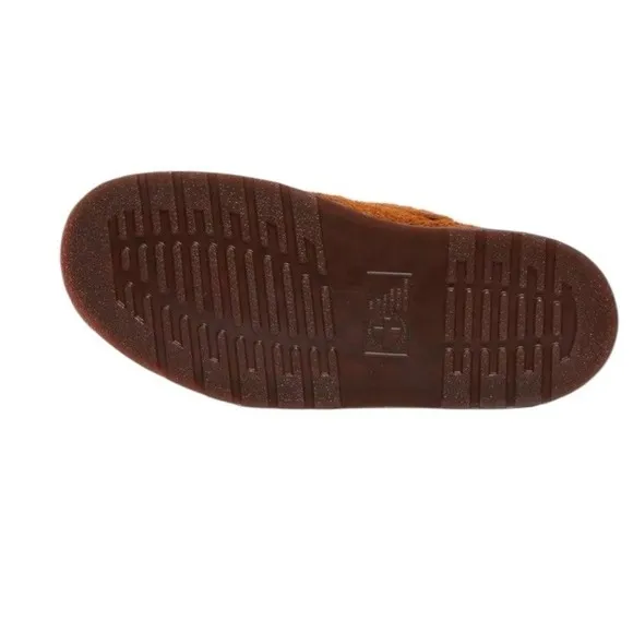 Dr Martens Isham Faux Shearling Suede Slingback Mules M 9  W-10 Pecan Brown