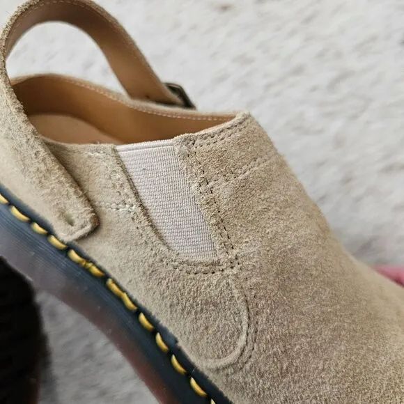 Dr. Martens Isham Desert Oasis UNISEX Suede Mules in Beige Size 9 NEW
