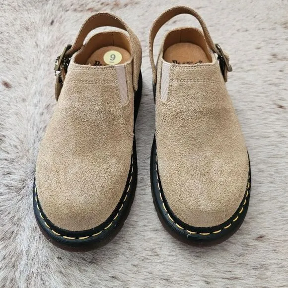 Dr. Martens Isham Desert Oasis UNISEX Suede Mules in Beige Size 9 NEW