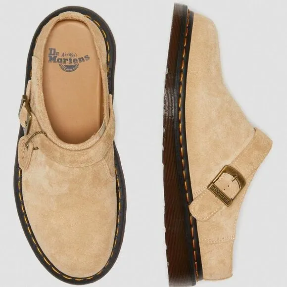 Dr. Martens Isham Desert Oasis UNISEX Suede Mules in Beige Size 9 NEW