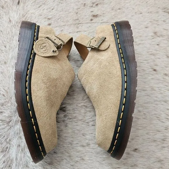 Dr. Martens Isham Desert Oasis UNISEX Suede Mules in Beige Size 9 NEW