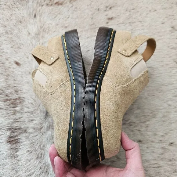 Dr. Martens Isham Desert Oasis UNISEX Suede Mules in Beige Size 9 NEW