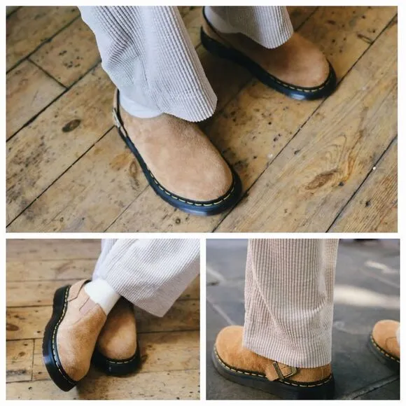 Dr. Martens Isham Desert Oasis UNISEX Suede Mules in Beige Size 9 NEW