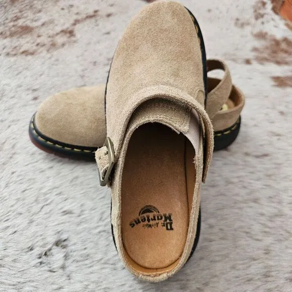 Dr. Martens Isham Desert Oasis UNISEX Suede Mules in Beige Size 9 NEW