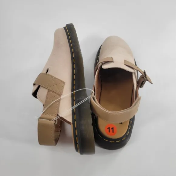 Dr. Marten’s Jorge II Suede &amp; Leather Slingback Mules in Parchment Beige 12