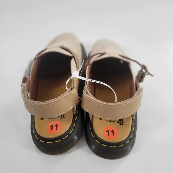 Dr. Marten’s Jorge II Suede &amp; Leather Slingback Mules in Parchment Beige 12